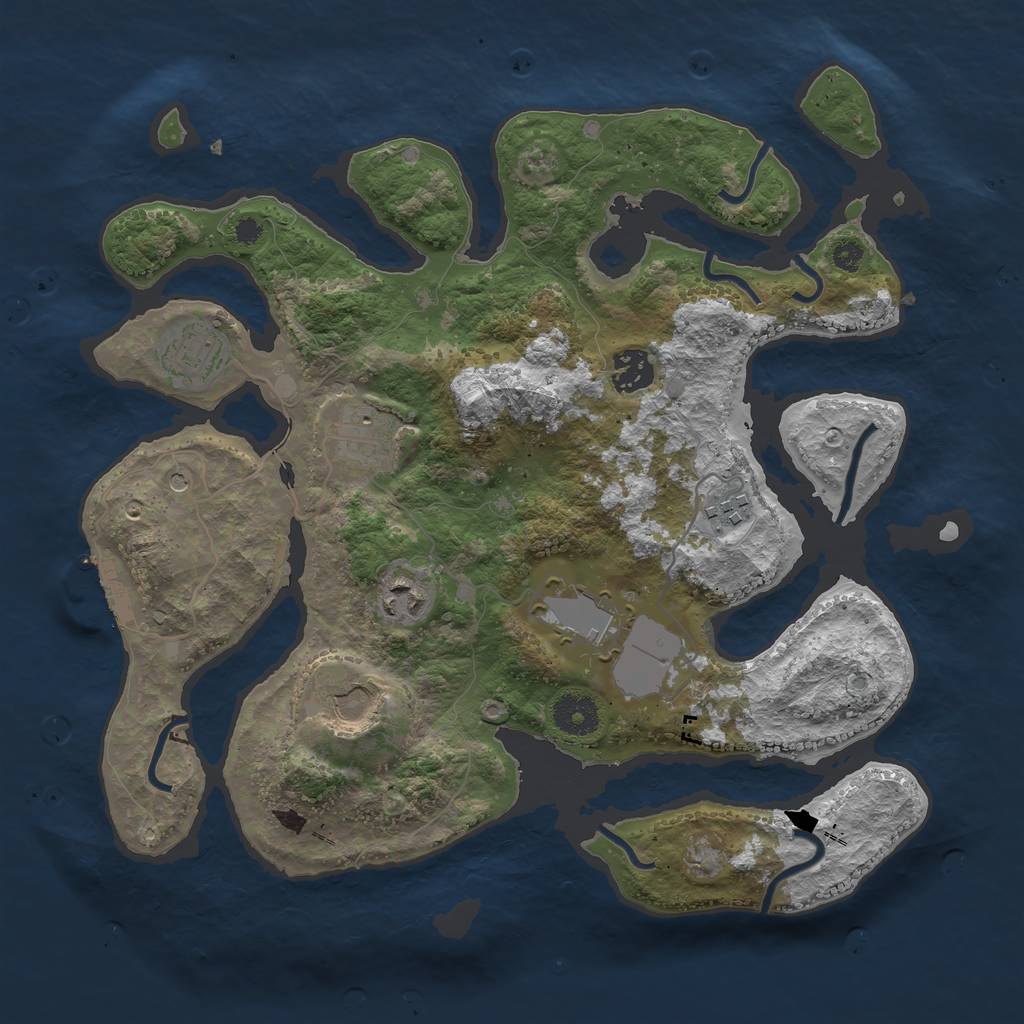 Rust Map: Procedural Map, Size: 3500, Seed: 764897, 11 Monuments