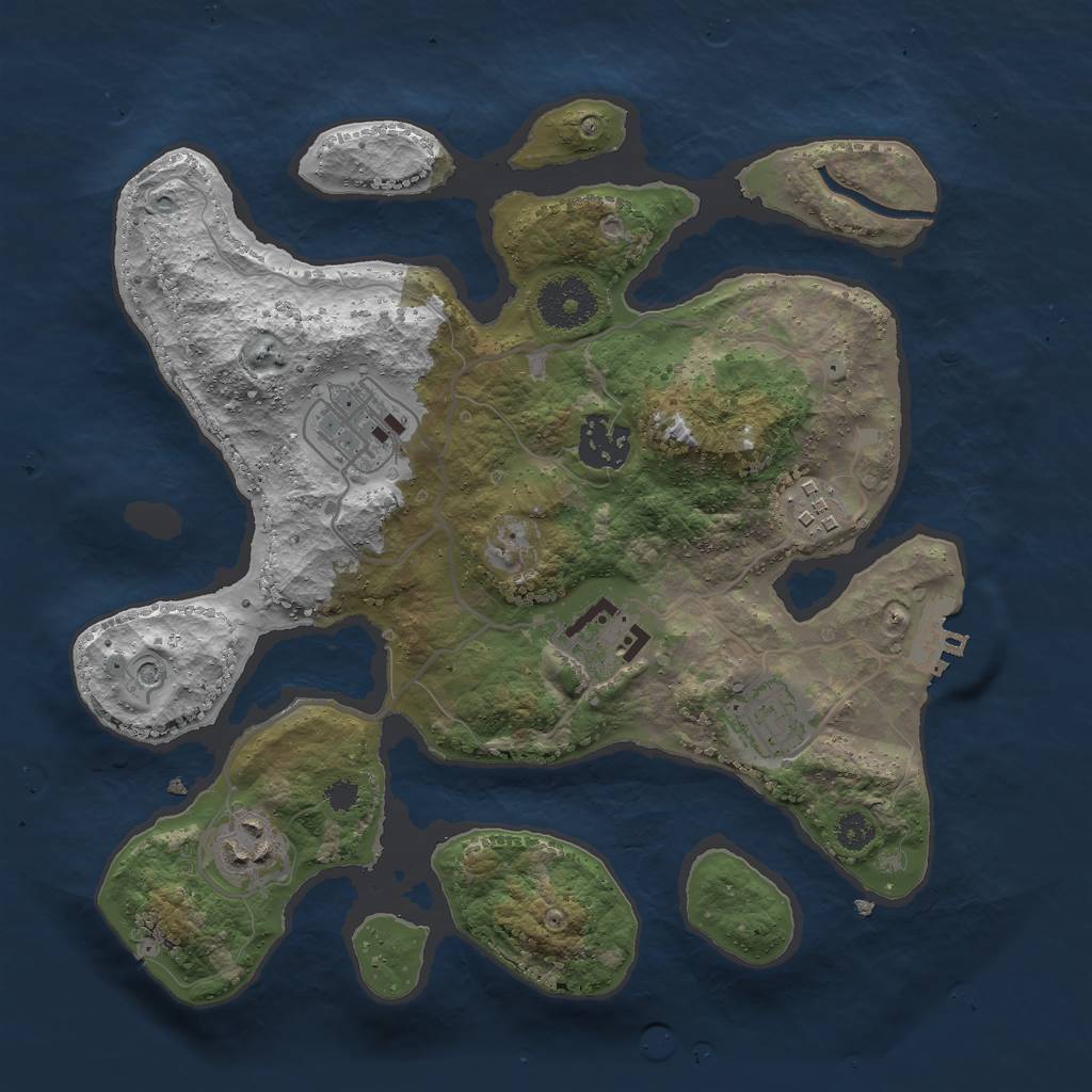 Rust Map: Procedural Map, Size: 3000, Seed: 8008, 10 Monuments