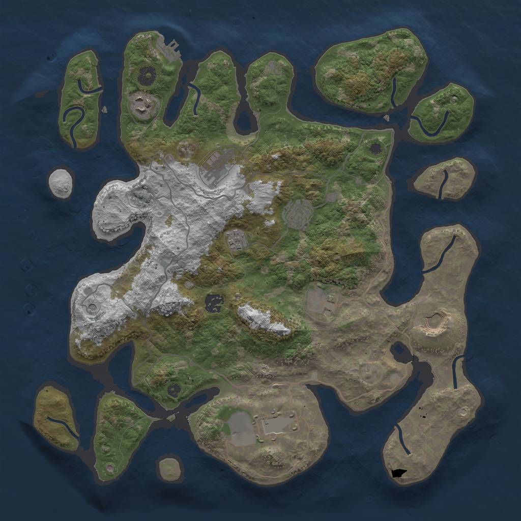 Rust Map: Procedural Map, Size: 4000, Seed: 15891, 12 Monuments