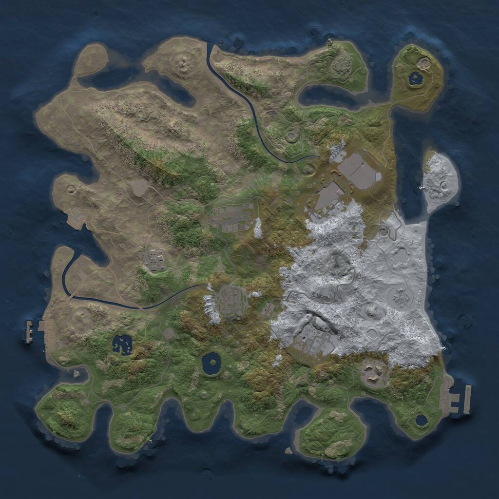 Rust Map: Procedural Map, Size: 3500, Seed: 735842916, 13 Monuments