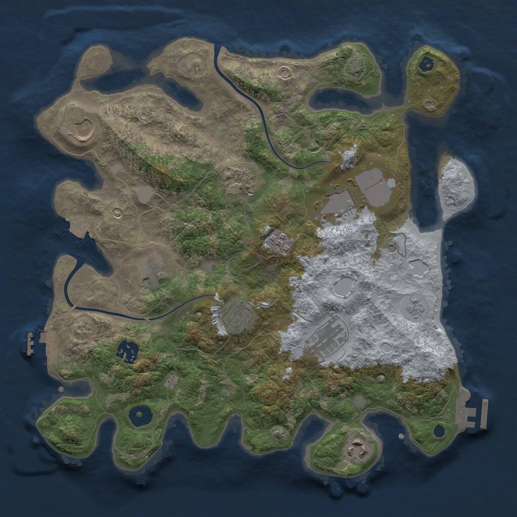 Rust Map: Procedural Map, Size: 3500, Seed: 735842916, 15 Monuments