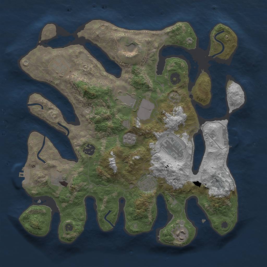 Rust Map: Procedural Map, Size: 3500, Seed: 735842916, 14 Monuments