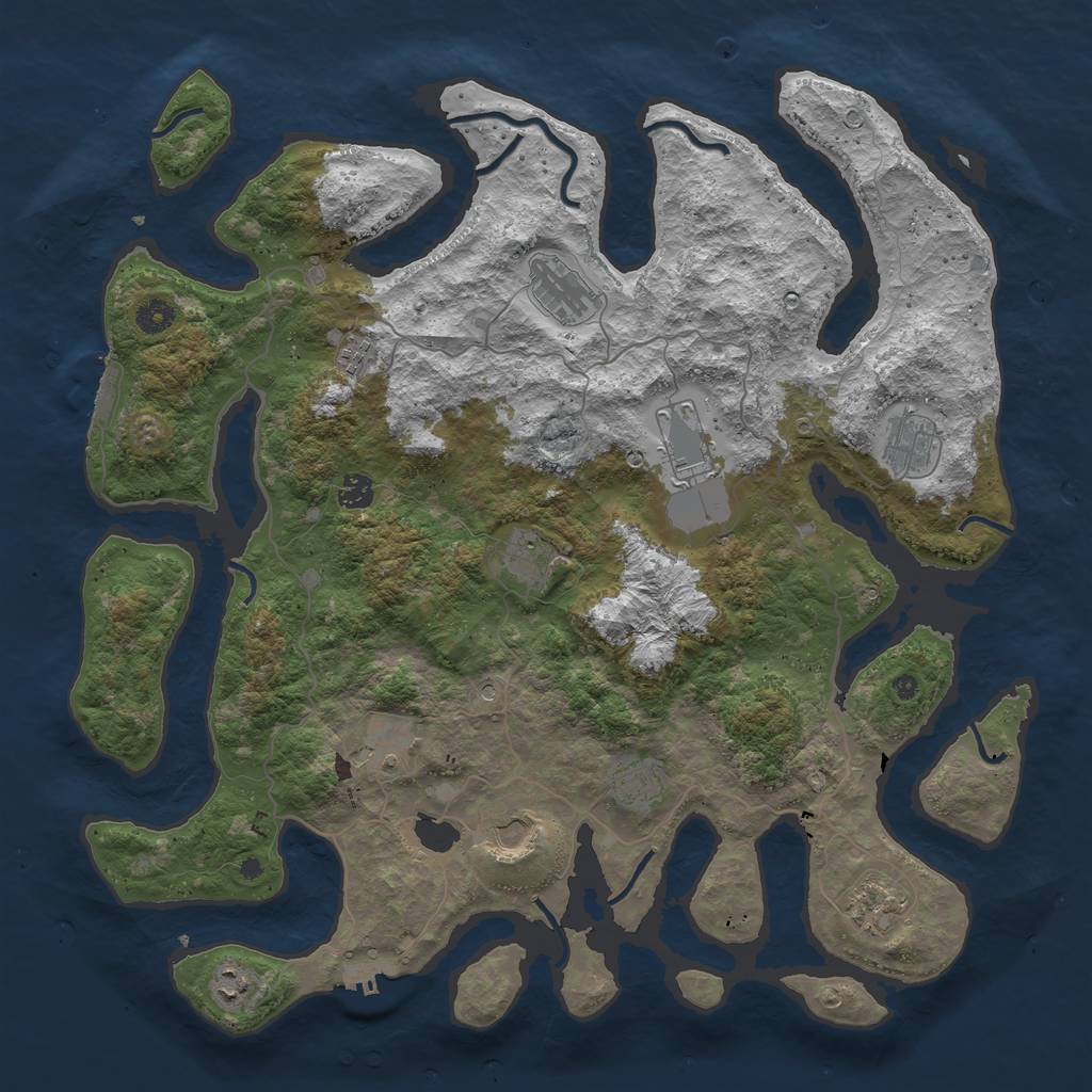 Rust Map: Procedural Map, Size: 4500, Seed: 721587272, 16 Monuments