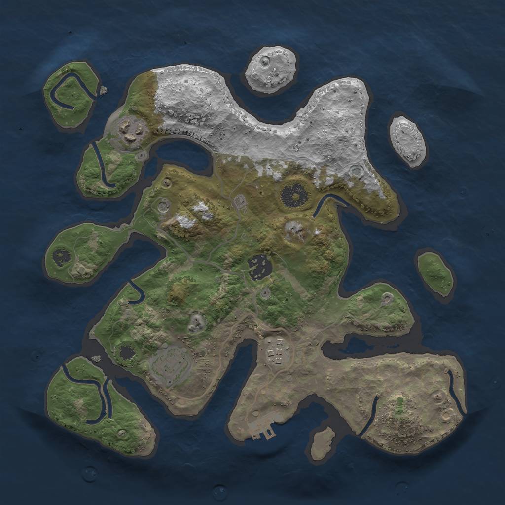 Rust Map: Procedural Map, Size: 3000, Seed: 1221440210, 8 Monuments