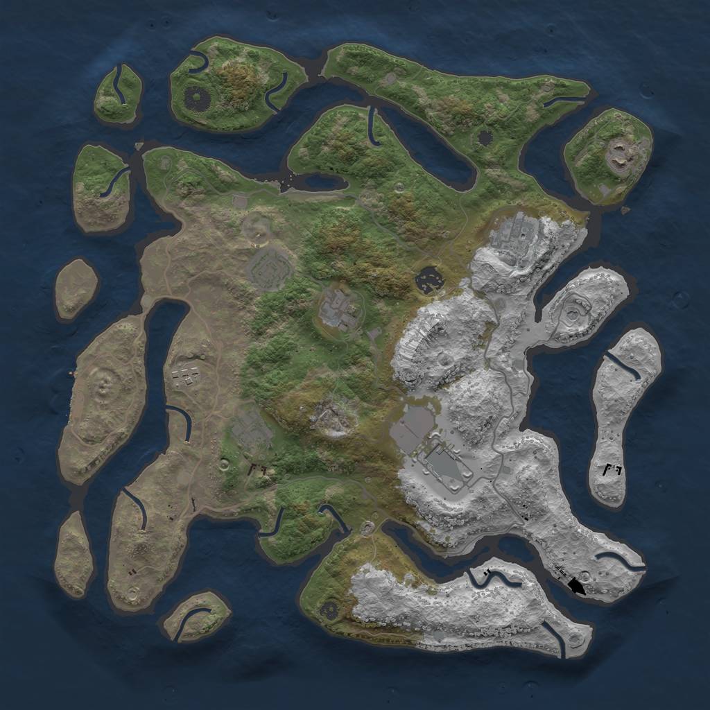 Rust Map: Procedural Map, Size: 4000, Seed: 11100511, 12 Monuments