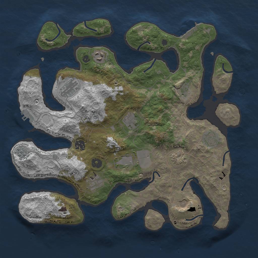 Rust Map: Procedural Map, Size: 3700, Seed: 1308060975, 22 Monuments