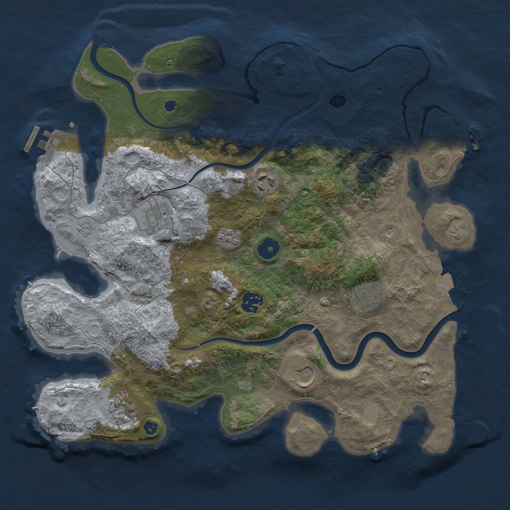 Rust Map: Procedural Map, Size: 3700, Seed: 1308060975, 13 Monuments