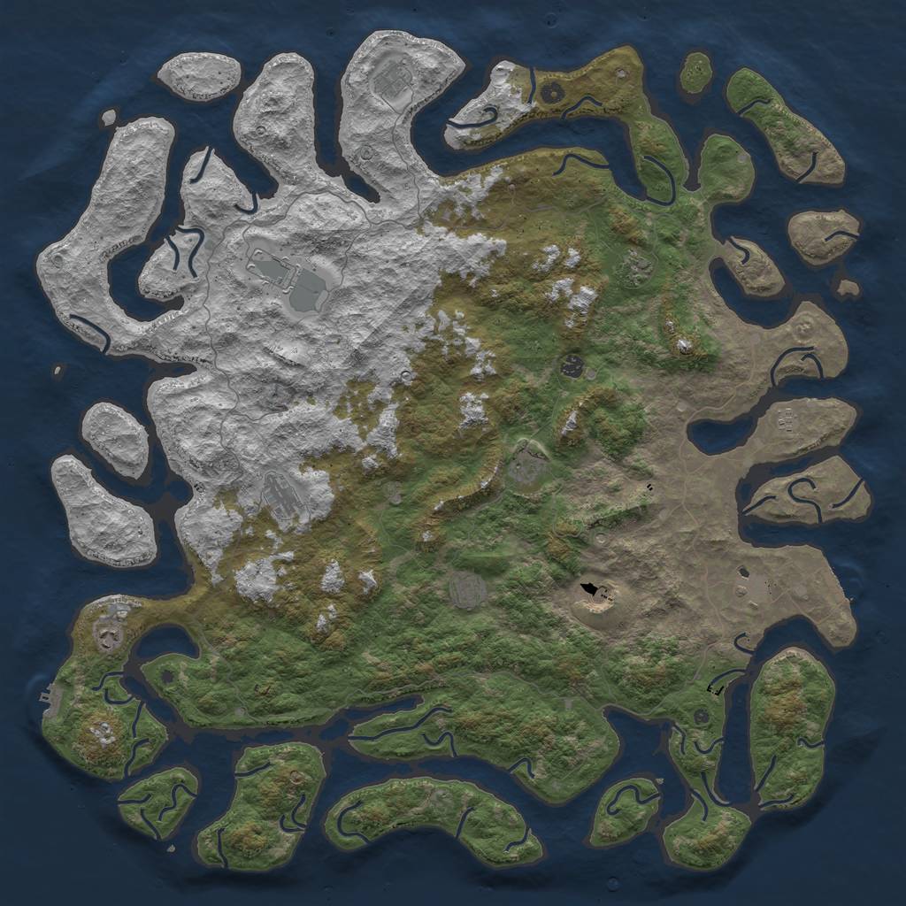 Rust Map: Procedural Map, Size: 6000, Seed: 5324, 16 Monuments