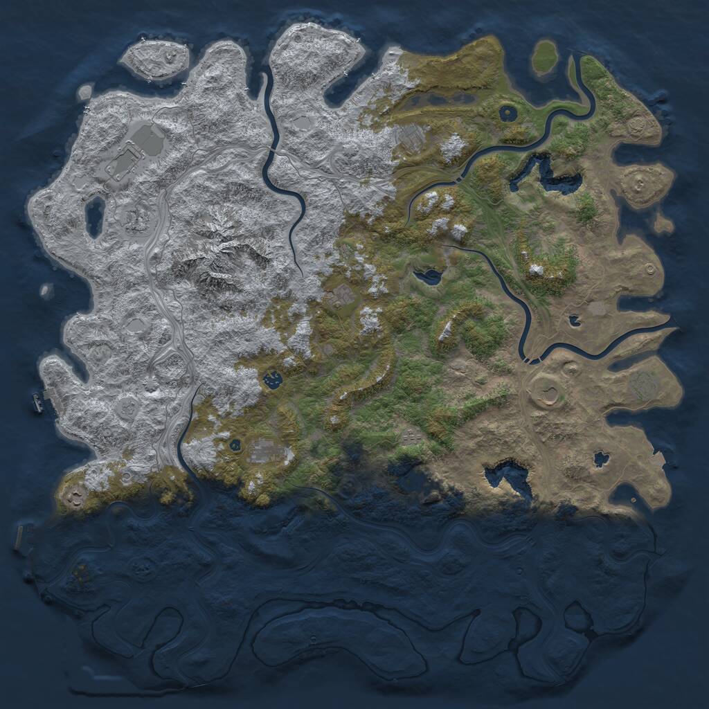 Rust Map: Procedural Map, Size: 6000, Seed: 5324, 17 Monuments