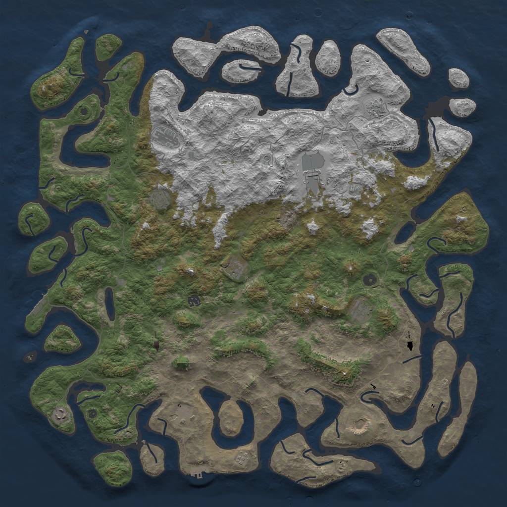 Rust Map: Procedural Map, Size: 6000, Seed: 379297599, 16 Monuments