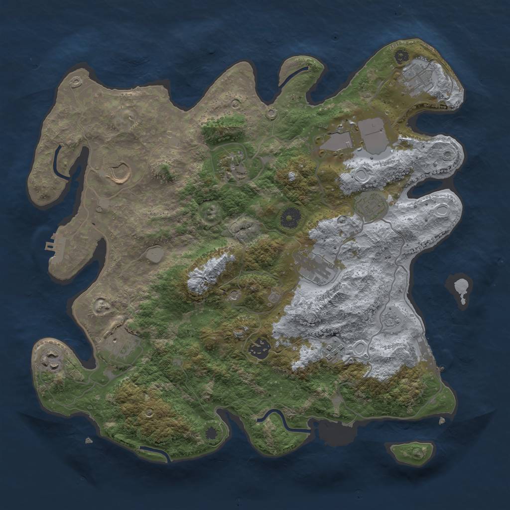 Rust Map: Procedural Map, Size: 3700, Seed: 50500, 17 Monuments