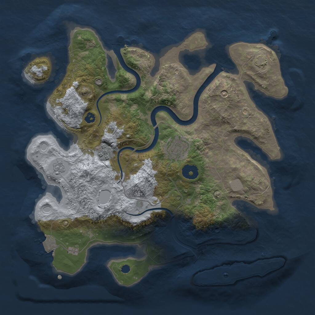 Rust Map: Procedural Map, Size: 3000, Seed: 85366241, 5 Monuments