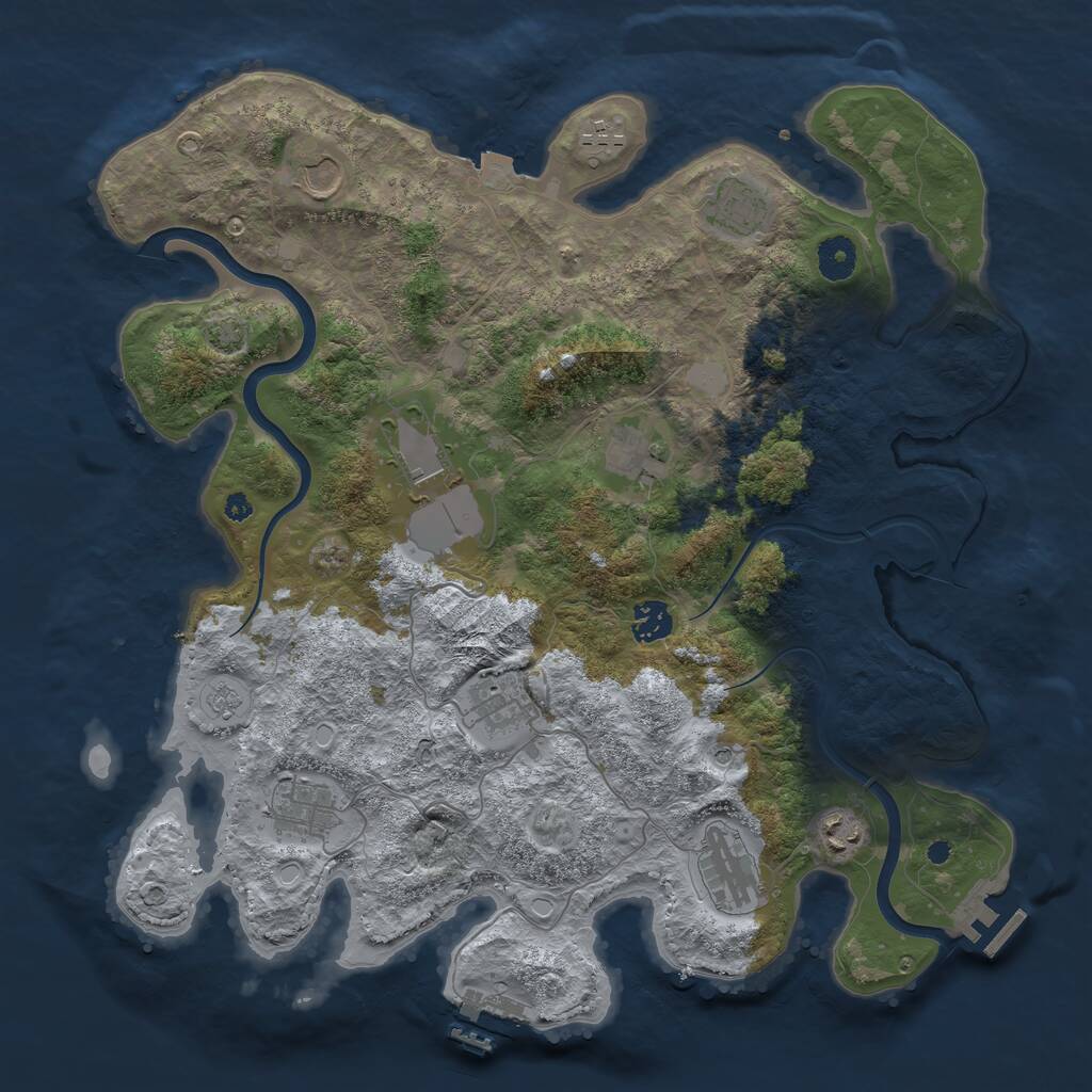 Rust Map: Procedural Map, Size: 3900, Seed: 12592, 16 Monuments