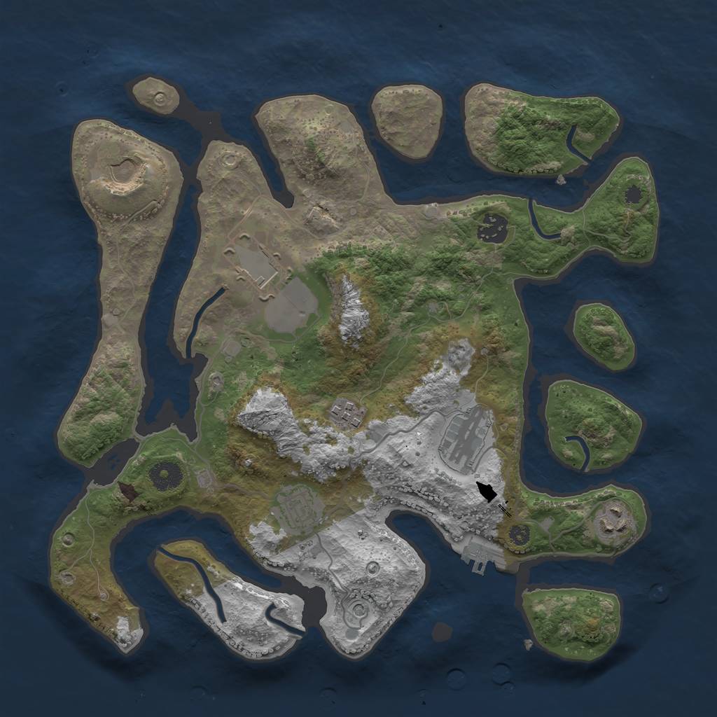 Rust Map: Procedural Map, Size: 3500, Seed: 901268, 11 Monuments