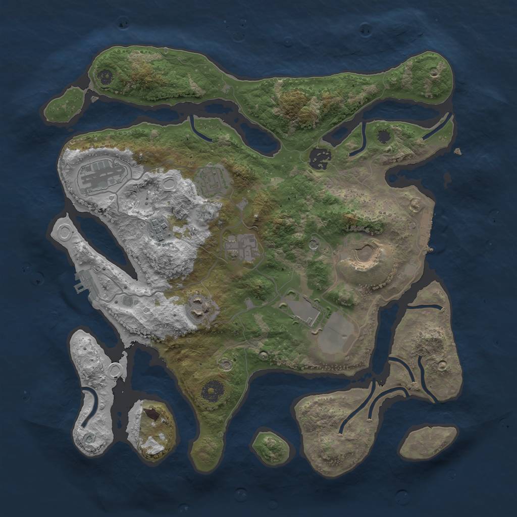 Rust Map: Procedural Map, Size: 3500, Seed: 190057, 16 Monuments