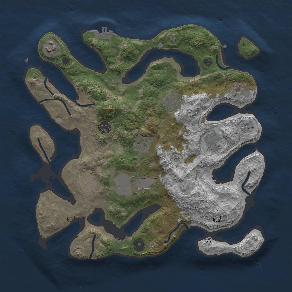 Rust Map: Procedural Map, Size: 3500, Seed: 278536, 12 Monuments