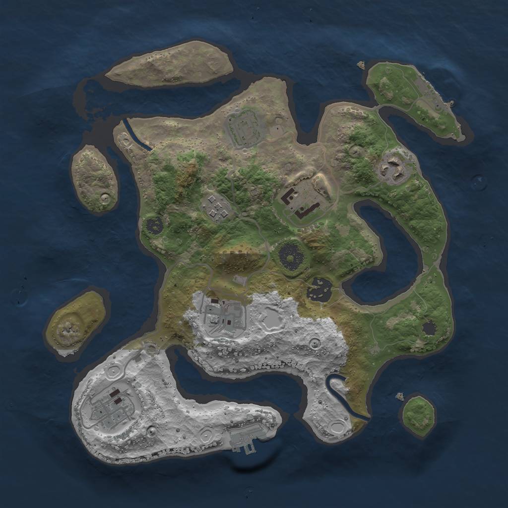 Rust Map: Procedural Map, Size: 3000, Seed: 557249732, 17 Monuments