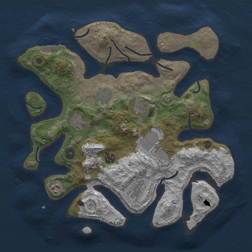 Rust Map: Procedural Map, Size: 3550, Seed: 2521158, 11 Monuments