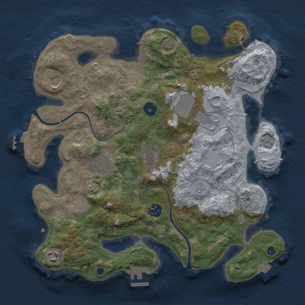 Rust Map: Procedural Map, Size: 3500, Seed: 897499, 14 Monuments