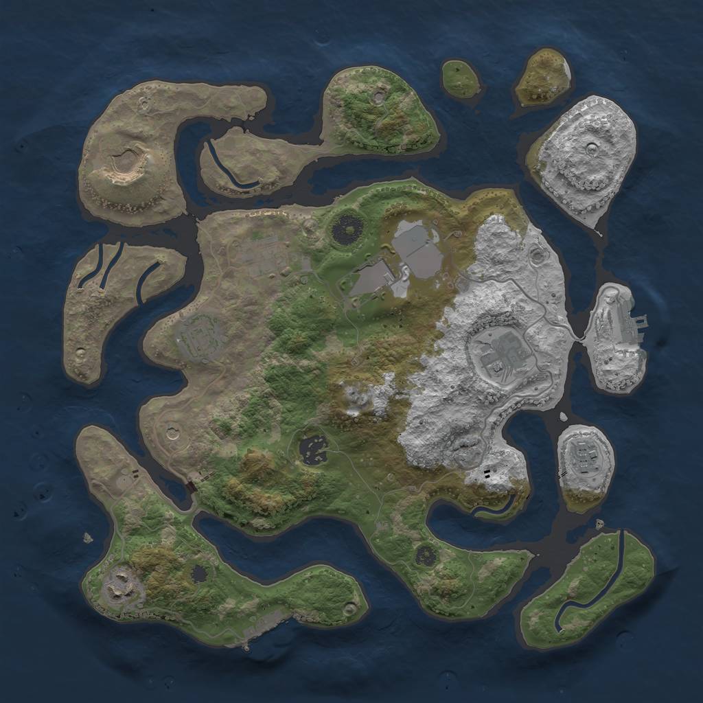 Rust Map: Procedural Map, Size: 3500, Seed: 897499, 13 Monuments