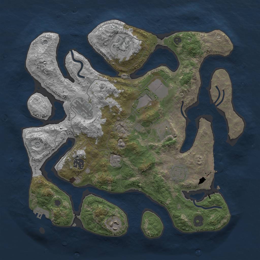 Rust Map: Procedural Map, Size: 3500, Seed: 206307, 13 Monuments