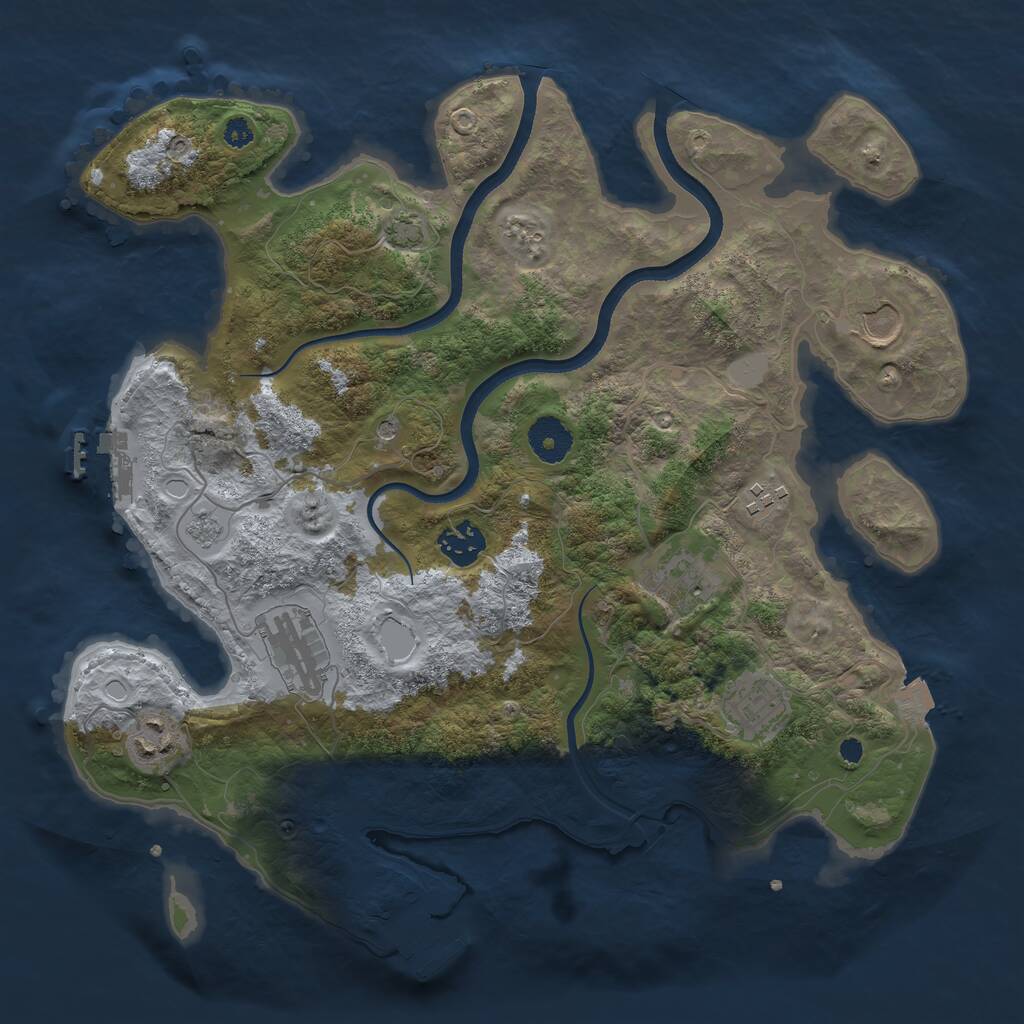 Rust Map: Procedural Map, Size: 3500, Seed: 434055, 13 Monuments