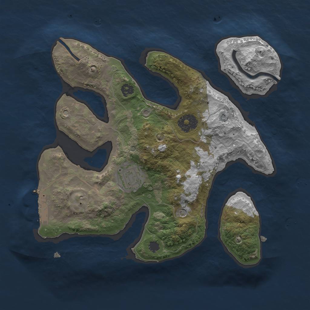 Rust Map: Procedural Map, Size: 2500, Seed: 683721, 5 Monuments