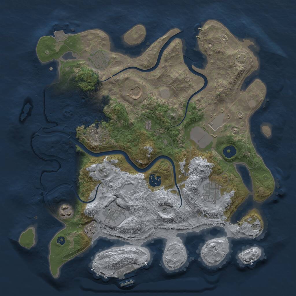 Rust Map: Procedural Map, Size: 3500, Seed: 368173, 12 Monuments
