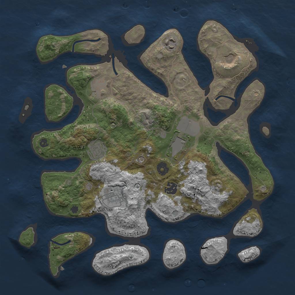 Rust Map: Procedural Map, Size: 3500, Seed: 368173, 10 Monuments