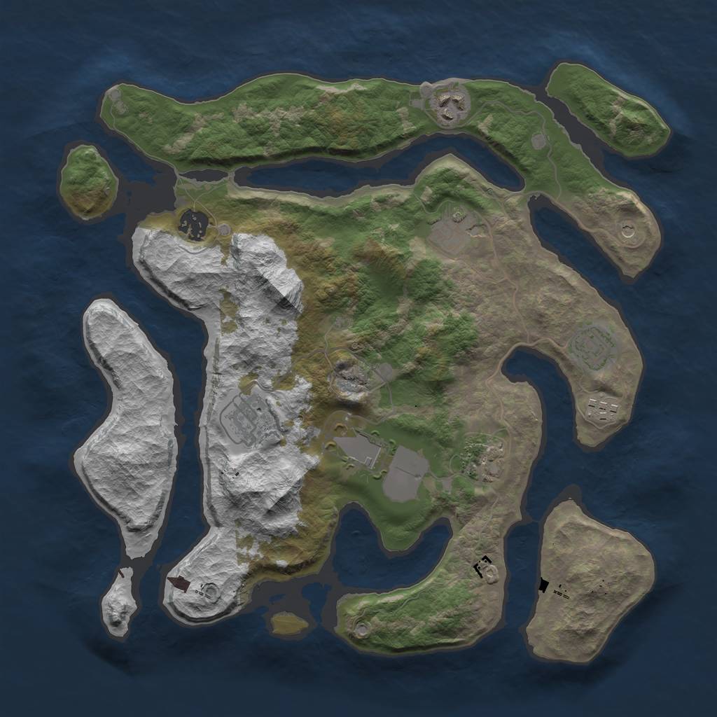 Rust Map: Barren, Size: 3600, Seed: 588273, 11 Monuments