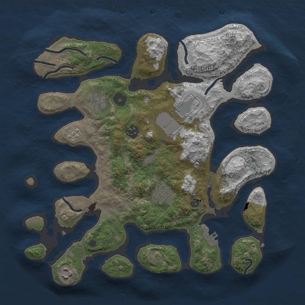 Rust Map: Procedural Map, Size: 3500, Seed: 462083, 13 Monuments