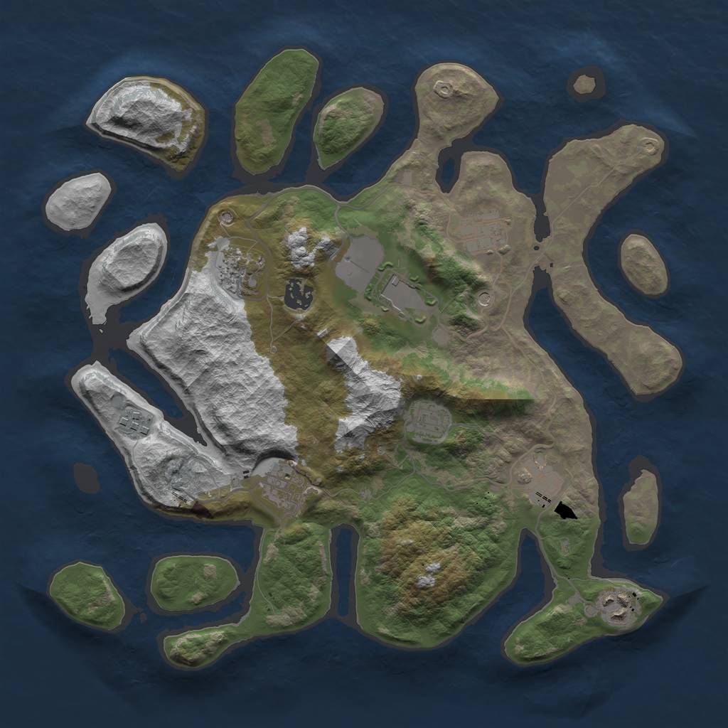 Rust Map: Barren, Size: 3600, Seed: 905760, 12 Monuments