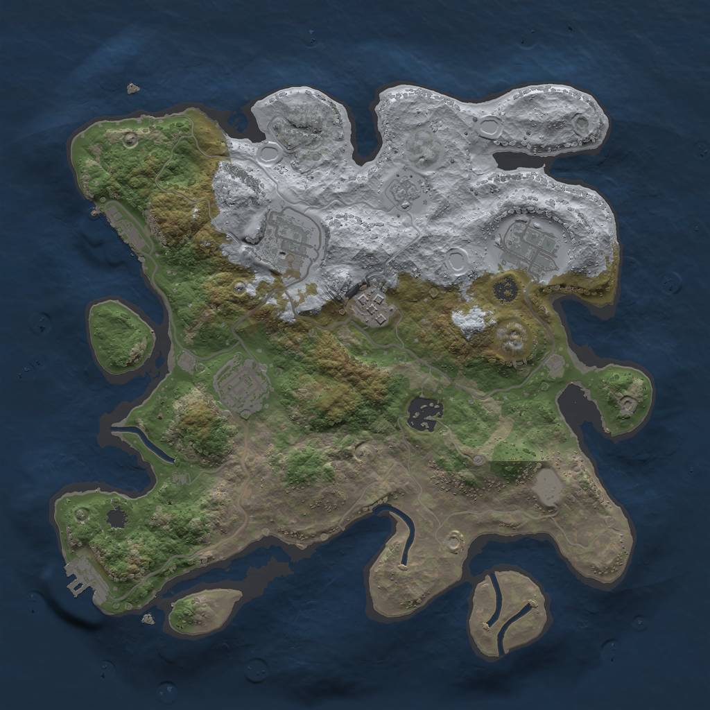 Rust Map: Procedural Map, Size: 3000, Seed: 445413225, 11 Monuments