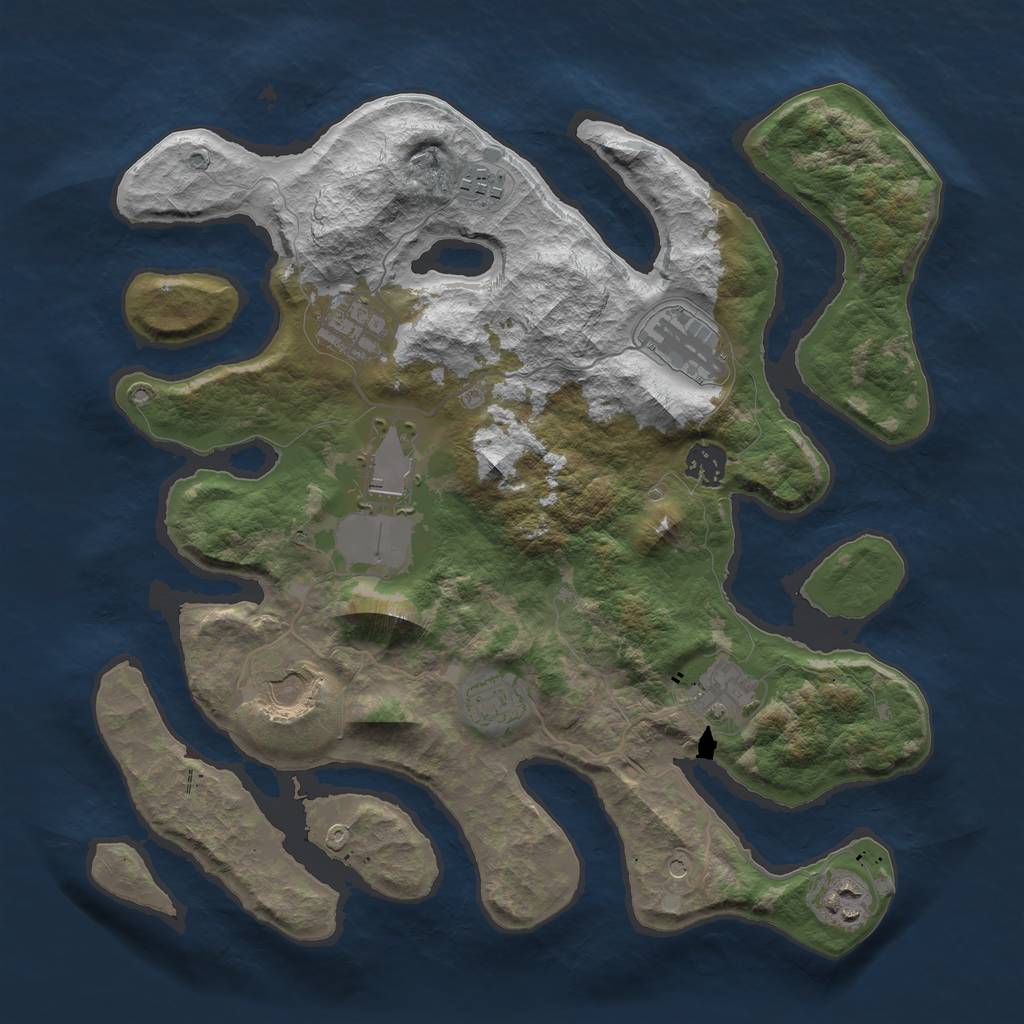 Rust Map: Barren, Size: 3600, Seed: 191528, 12 Monuments