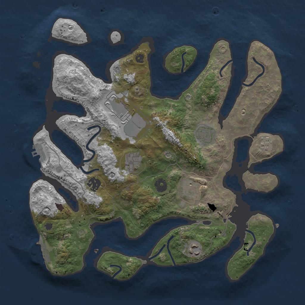 Rust Map: Procedural Map, Size: 3500, Seed: 748248, 12 Monuments