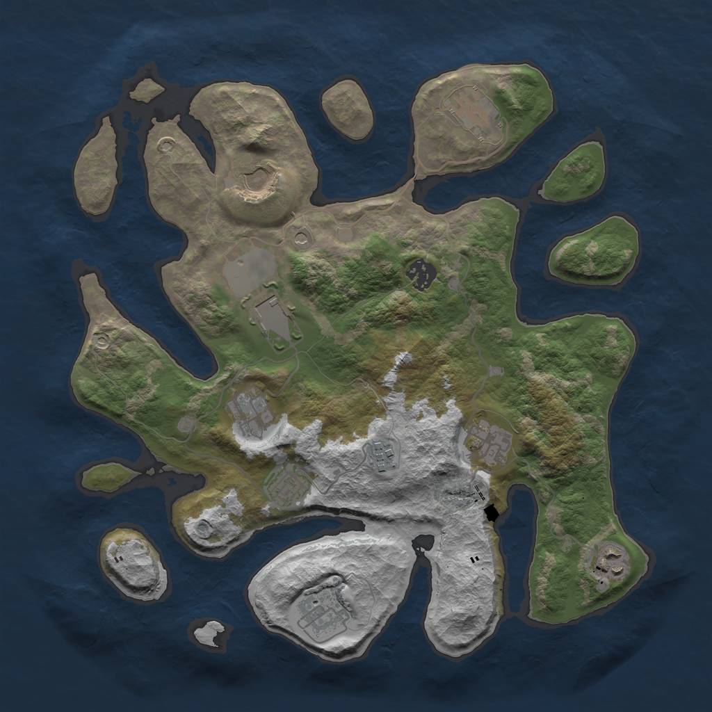 Rust Map: Barren, Size: 3600, Seed: 721060, 13 Monuments