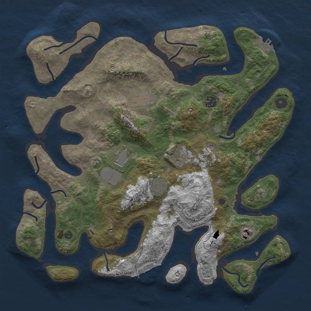 Rust Map: Procedural Map, Size: 4000, Seed: 150197, 12 Monuments