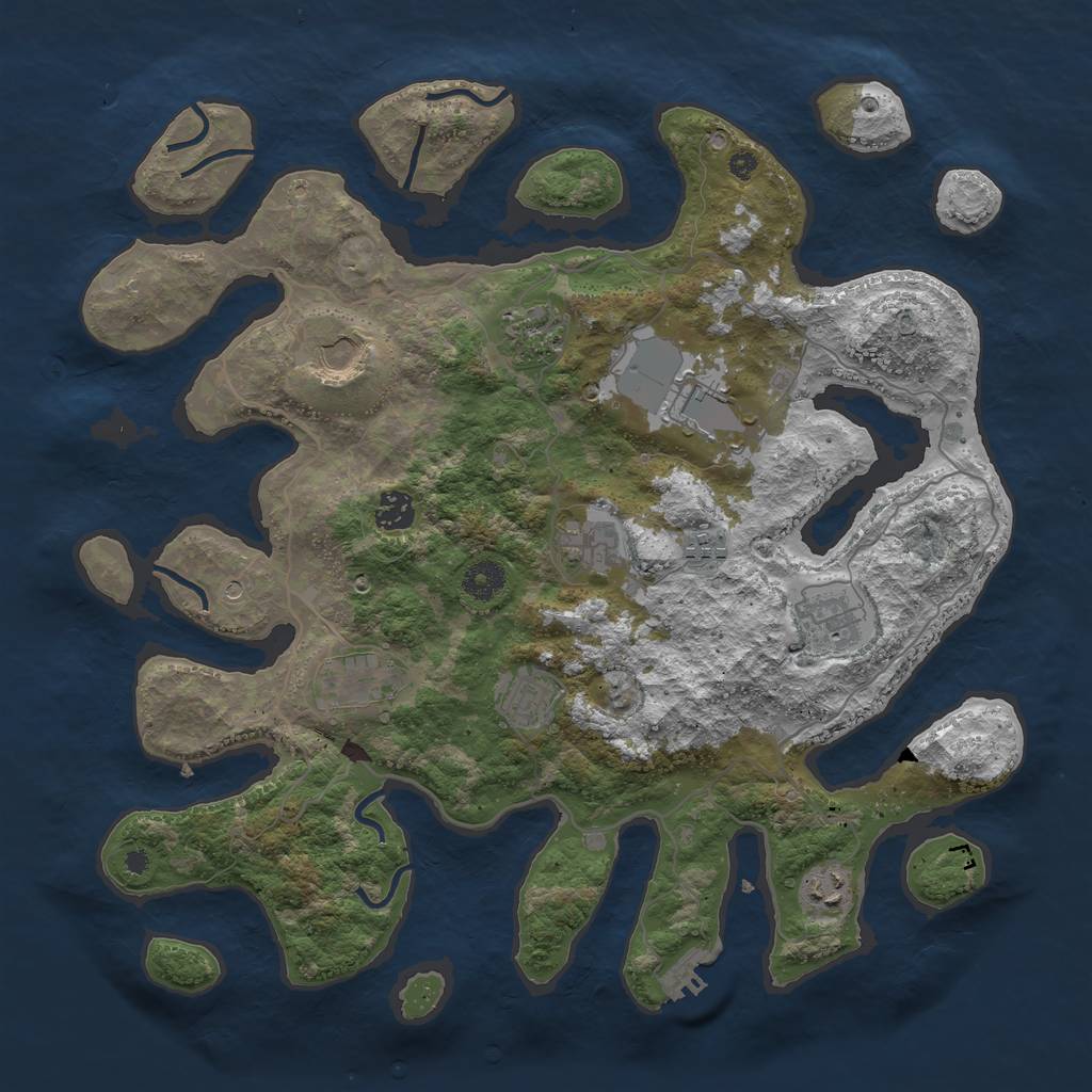 Rust Map: Procedural Map, Size: 4000, Seed: 12347, 14 Monuments