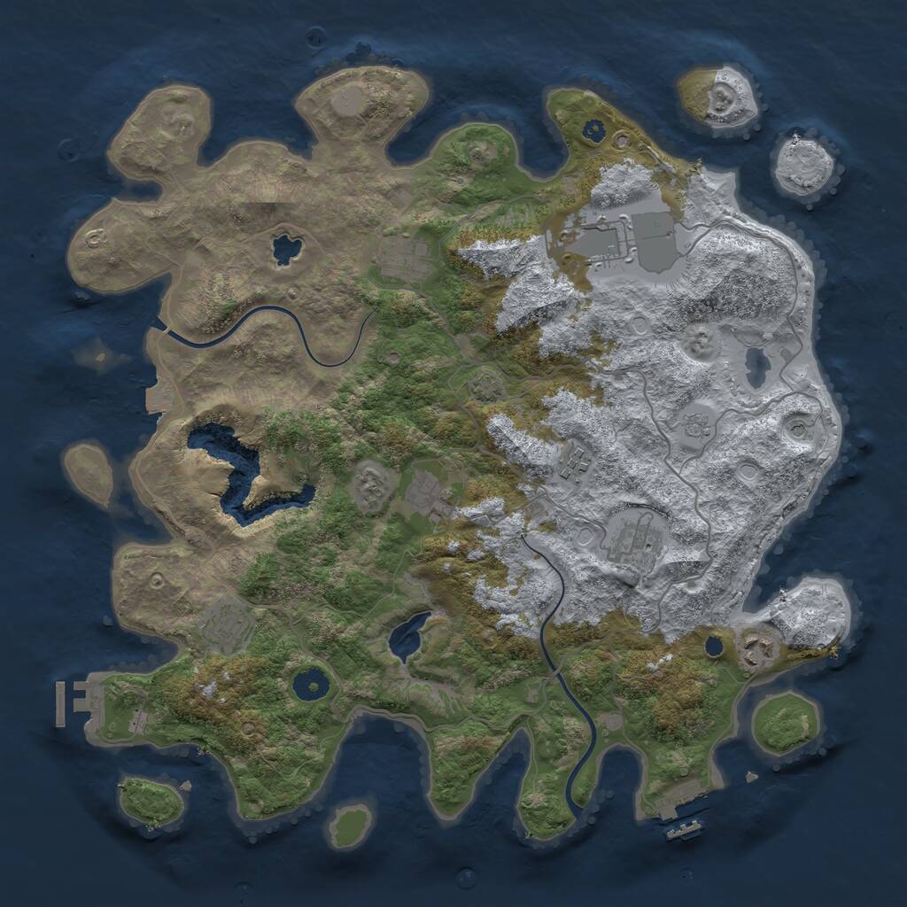 Rust Map: Procedural Map, Size: 4000, Seed: 12347, 13 Monuments