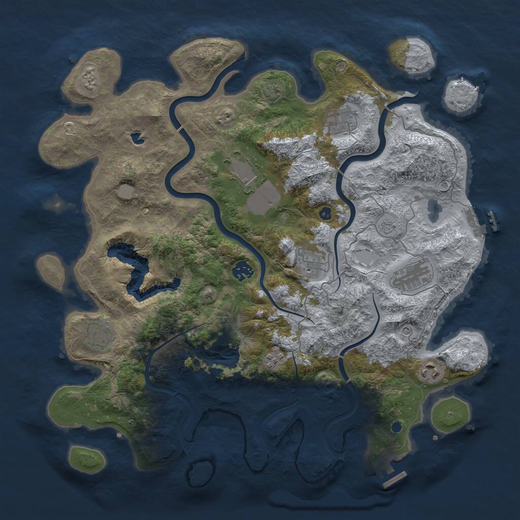 Rust Map: Procedural Map, Size: 4000, Seed: 12347, 14 Monuments