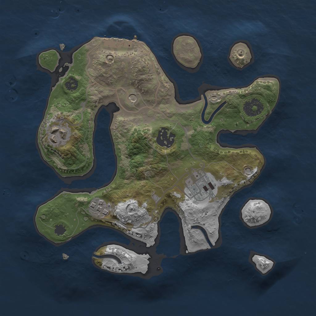 Rust Map: Procedural Map, Size: 2500, Seed: 1971966706, 8 Monuments