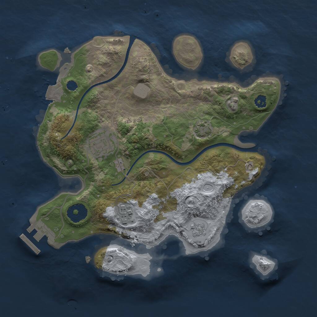 Rust Map: Procedural Map, Size: 2500, Seed: 1971966706, 6 Monuments
