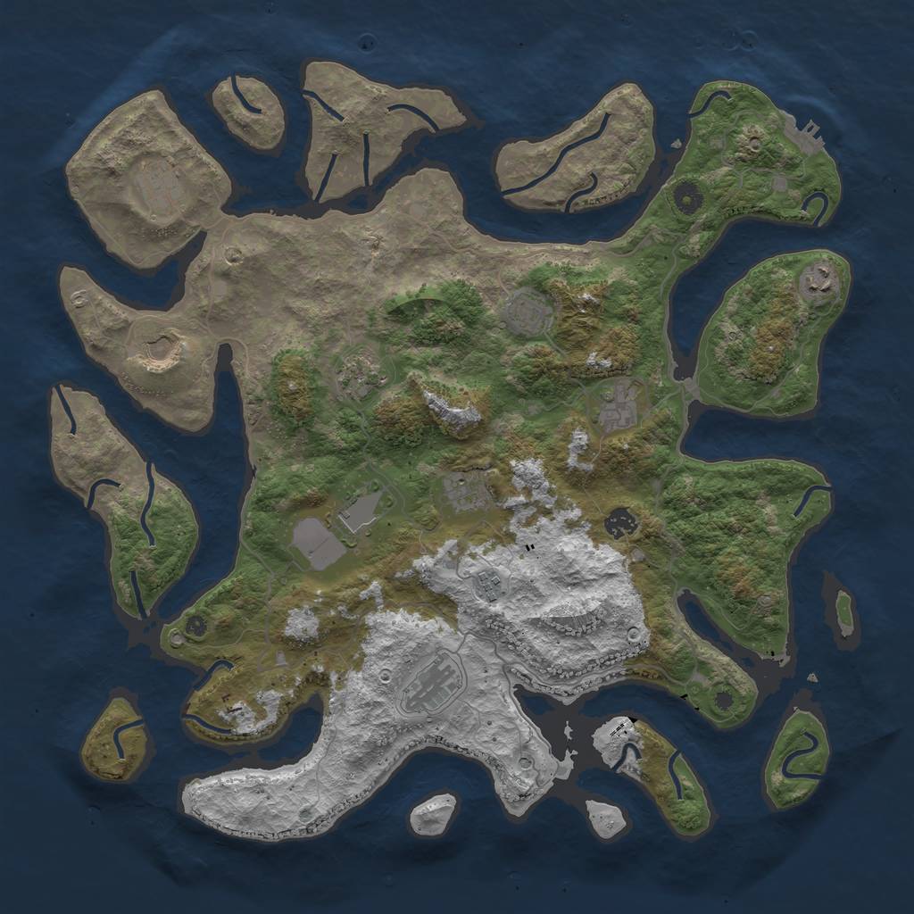 Rust Map: Procedural Map, Size: 4500, Seed: 2025, 15 Monuments