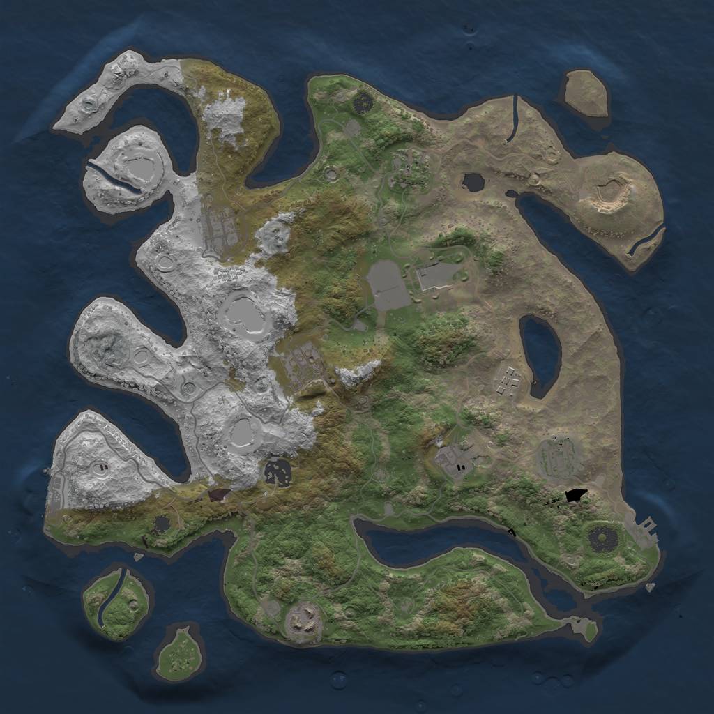Rust Map: Procedural Map, Size: 3750, Seed: 13509921, 18 Monuments