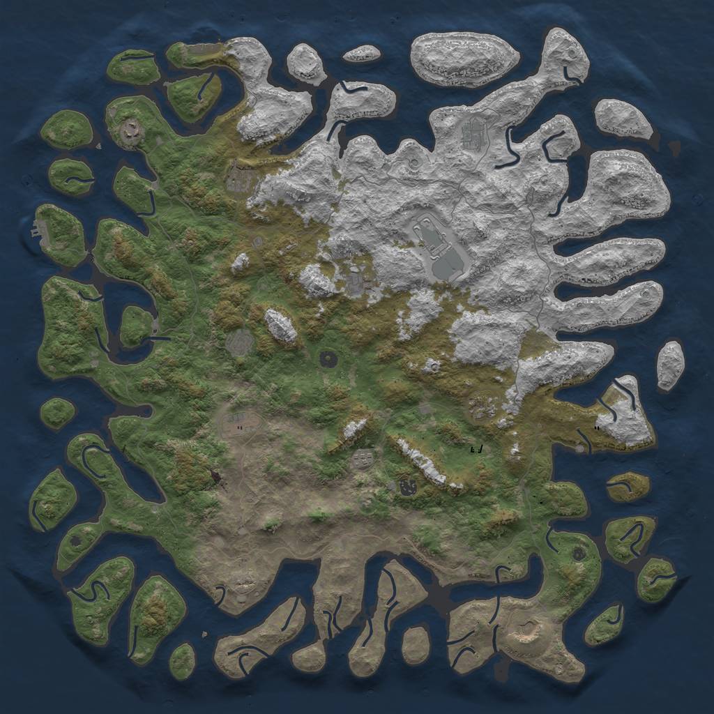 Rust Map: Procedural Map, Size: 6000, Seed: 5656, 16 Monuments