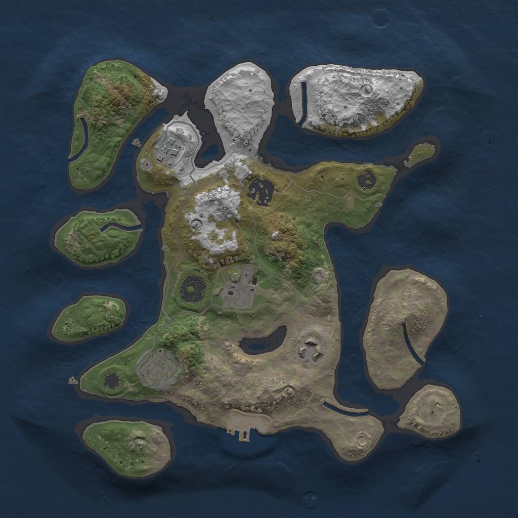 Rust Map: Procedural Map, Size: 2901, Seed: 535760, 8 Monuments