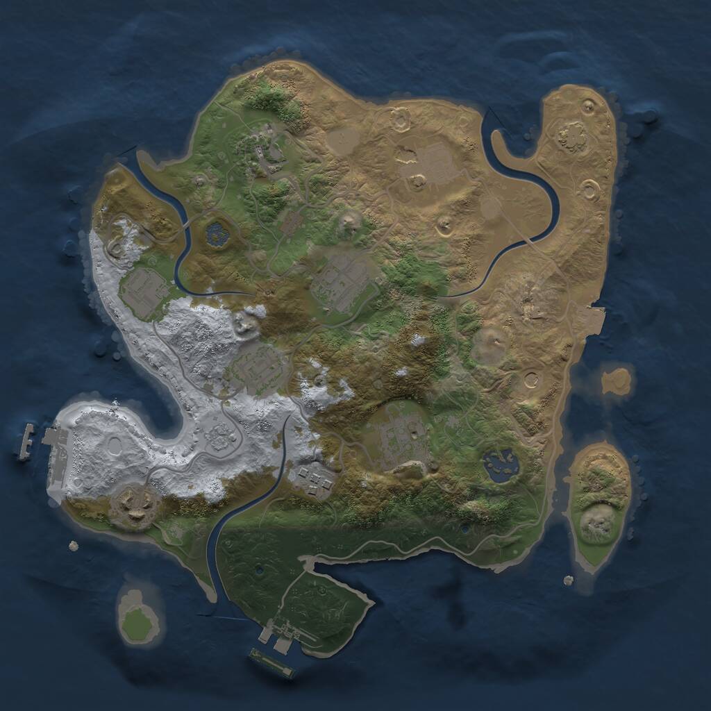 Rust Map: Procedural Map, Size: 3000, Seed: 434055, 14 Monuments