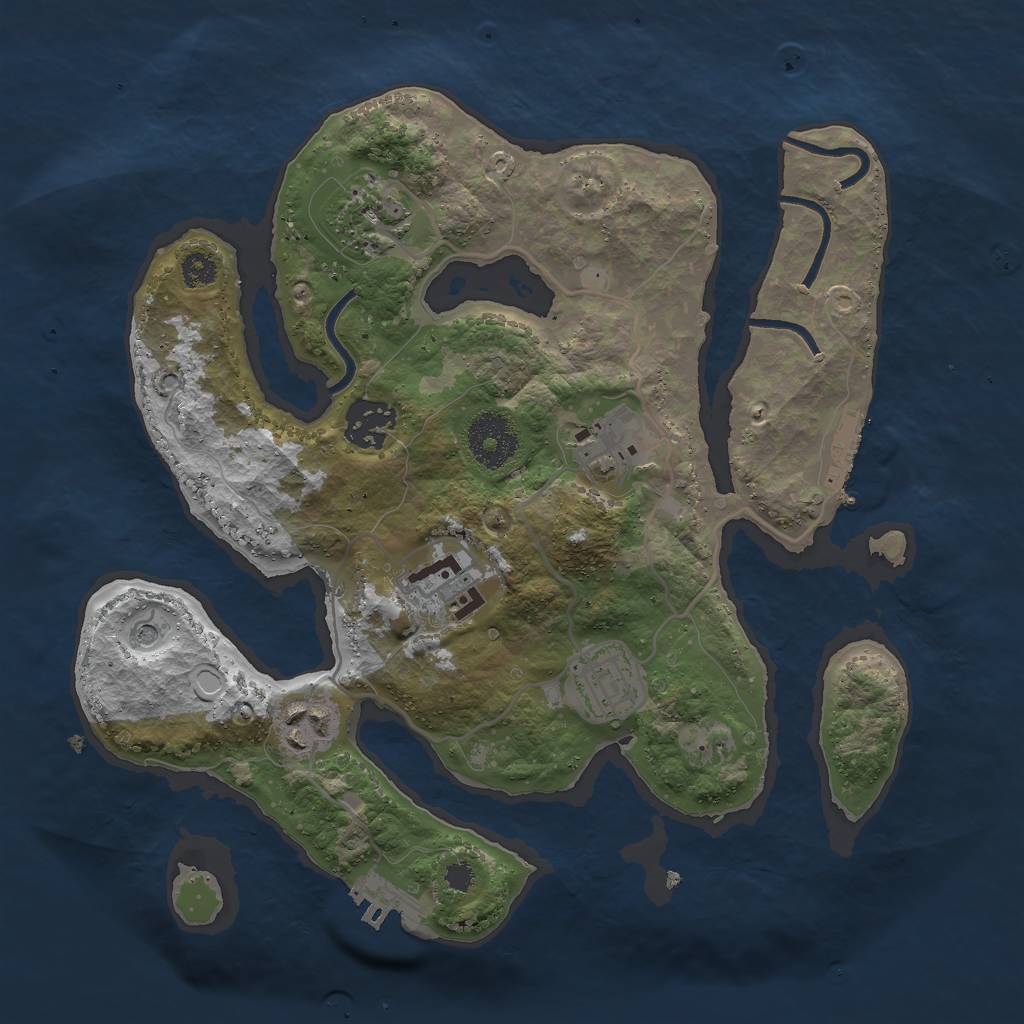 Rust Map: Procedural Map, Size: 3000, Seed: 434055, 14 Monuments