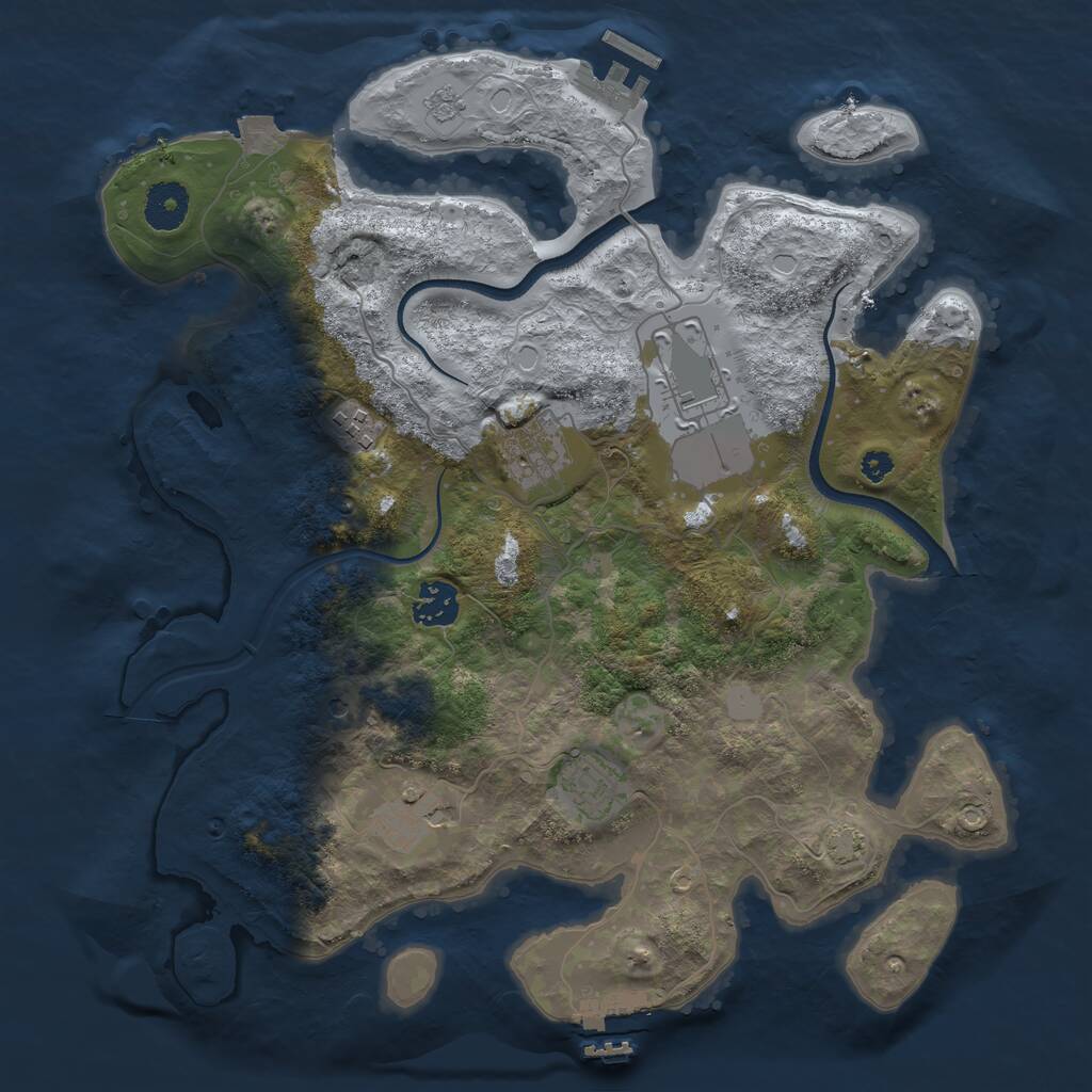 Rust Map: Procedural Map, Size: 3500, Seed: 329, 12 Monuments