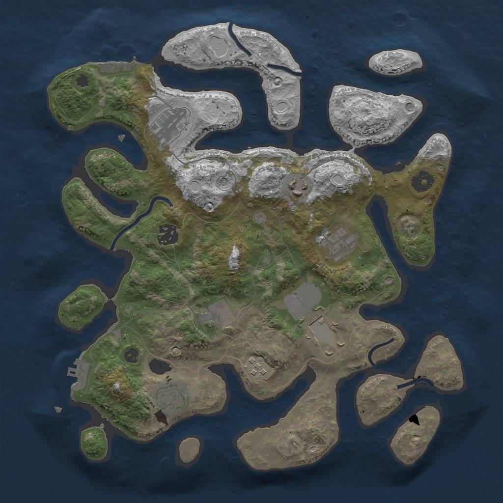 Rust Map: Procedural Map, Size: 3500, Seed: 329, 16 Monuments